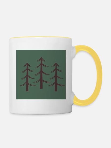 Bäume an der Brust - Tasse zweifarbig - Weiß/Gelb