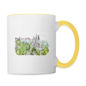 Allemagne croquis aquarelle illustration dessinée à la main - Mug contrasté - blanc/jaune - Droite