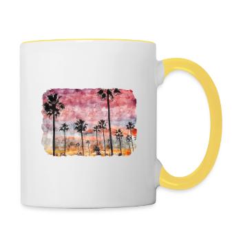 californie, usa, aquarelle, croquis, illustration - Mug contrasté - blanc/jaune - Droite