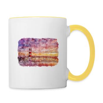 Portugal Aquarelle Croquis Illustration Dessinée À La Main - Mug contrasté - blanc/jaune - Droite