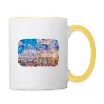 Berlin Allemagne Aquarelle Esquisse Dessinée Peinture - Mug contrasté - blanc/jaune - Droite