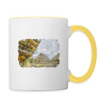 Mexico Watercolor Sketch Hand Drawn Illustration - Contrasting Mug - white/yellow - Right
