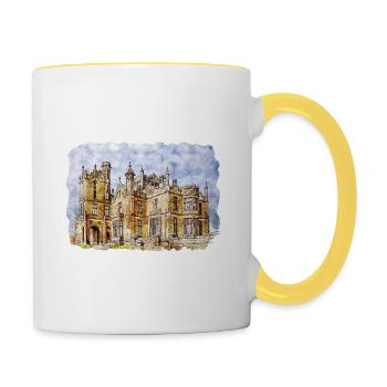 England UK Watercolor Sketch Drawn Illustration - Contrasting Mug - white/yellow - Right