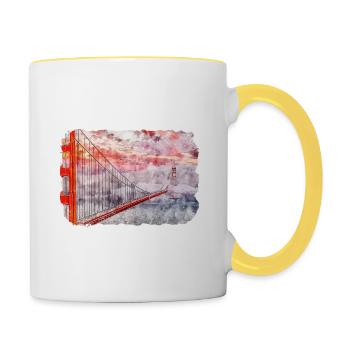 San Francisco Usa Watercolor Sketch Illustration - Contrasting Mug - white/yellow - Right