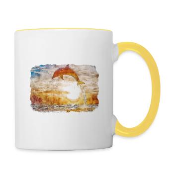 Florida USA Watercolor Sketch Painting Illustratio - Contrasting Mug - white/yellow - Right