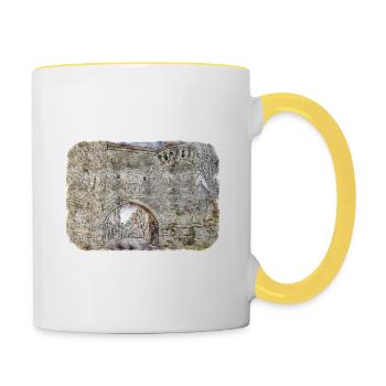 Tallinn Estland Aquarell Skizze Illustration - Tasse zweifarbig - Weiß/Gelb - Rechts