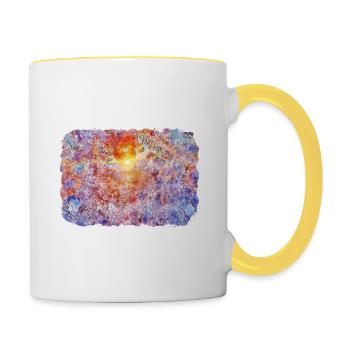 Finlande repère aquarelle croquis peinture dessin - Mug contrasté - blanc/jaune - Droite