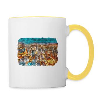 China Watercolor Sketch Hand Drawn Illustration - Contrasting Mug - white/yellow - Right