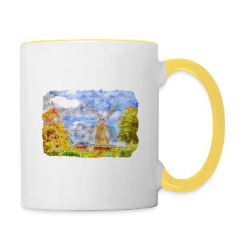 Allemagne Aquarelle Esquisse Dessinée à la main Illustration - Mug contrasté - blanc/jaune - Droite