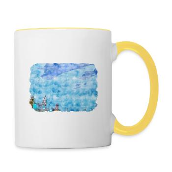 Moscou Russie Aquarelle Esquisse Dessinée Peinture - Mug contrasté - blanc/jaune - Droite
