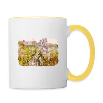 Allemagne Aquarelle Esquisse Dessinée à la main Illustration - Mug contrasté - blanc/jaune - Droite
