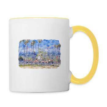 California Usa Watercolor Sketch Drawn Illustratio - Contrasting Mug - white/yellow - Right