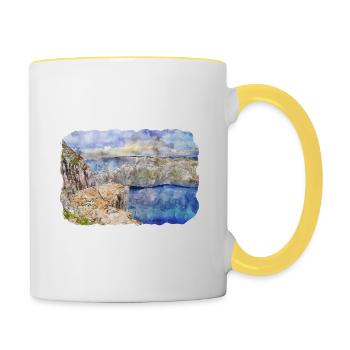 Norvège Aquarelle Esquisse Dessinée à la main Illustration - Mug contrasté - blanc/jaune - Droite