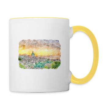 Italy Watercolor Sketch Hand Drawn Illustration - Contrasting Mug - white/yellow - Right