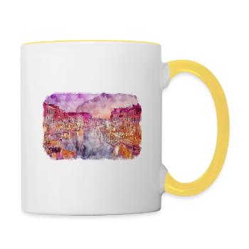Italy Watercolor Sketch Hand Drawn Illustration - Contrasting Mug - white/yellow - Right