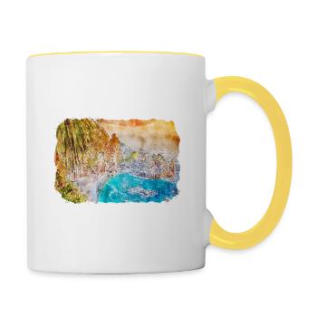 California Usa Watercolor Sketch Illustration - Contrasting Mug - white/yellow - Right