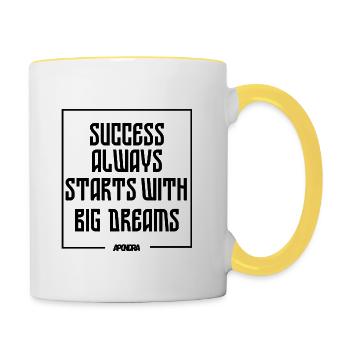 Success starts with big dreams - Mug contrasté - blanc/jaune - Droite