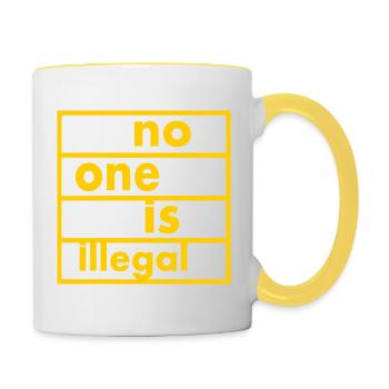 No one is illegal - Mug contrasté - blanc/jaune - Droite