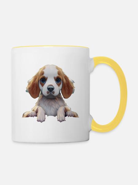 English Springer Spaniel - Tasse zweifarbig - Weiß/Gelb