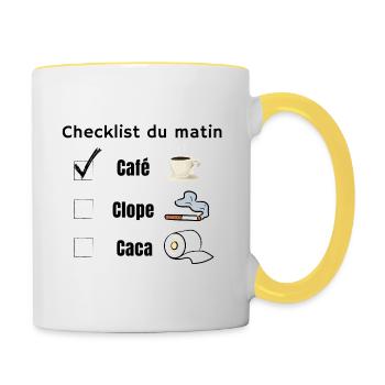 Checklist du matin - Mug contrasté - blanc/jaune - Droite