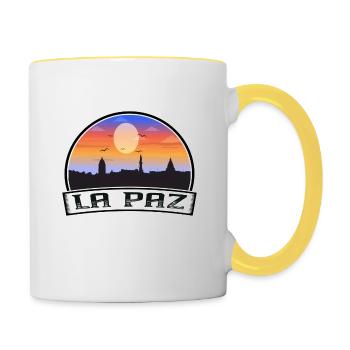 La Paz Bolivia Skyline Vintage Sunset Travel Souve - Mug contrasté - blanc/jaune - Droite