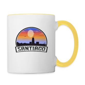 Santiago Chile Skyline Vintage Sunset Travel Souve - Tasse zweifarbig - Weiß/Gelb - Rechts
