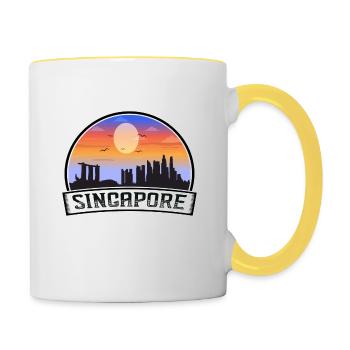 Singapour Singapour Skyline Vintage Sunset Travel - Mug contrasté - blanc/jaune - Droite