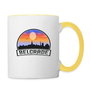 Belgrade Serbie Skyline Vintage Sunset Travel Souv - Mug contrasté - blanc/jaune - Droite