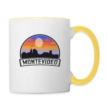 Montevideo Uruguay Skyline Vintage Sunset Travel S - Tasse zweifarbig - Weiß/Gelb - Rechts