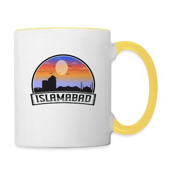 Islamabad Pakistan Skyline Vintage Sunset Travel S - Mug contrasté - blanc/jaune - Droite
