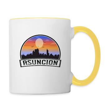 Asuncion Paraguay Skyline Vintage Sunset Travel So - Mug contrasté - blanc/jaune - Droite