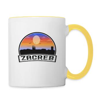 Zagreb Croatie Skyline Vintage Sunset Travel Souve - Mug contrasté - blanc/jaune - Droite