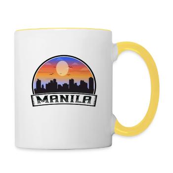 Manila Philippinen Skyline Vintage Sunset Travel S - Tasse zweifarbig - Weiß/Gelb - Rechts