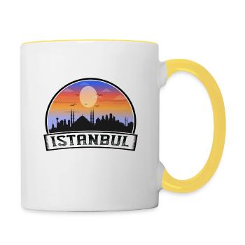 Istanbul Türkei Skyline Vintage Sunset Travel Souv - Tasse zweifarbig - Weiß/Gelb - Rechts