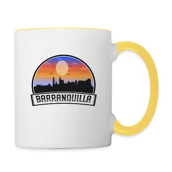 Barranquilla Colombie Skyline Vintage Sunset Trave - Mug contrasté - blanc/jaune - Droite