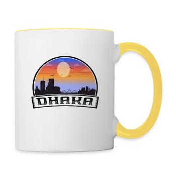 Dhaka Bangladesh Skyline Vintage Sunset Travel Sou - Contrasting Mug - white/yellow - Right