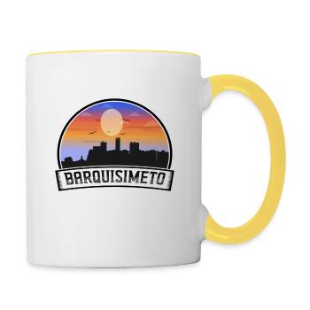 Barquisimeto Venezuela Skyline Vintage Sunset Trav - Tasse zweifarbig - Weiß/Gelb - Rechts