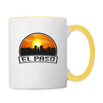 El Paso Texas Usa Skyline Vintage Sunset Travel So - Contrasting Mug - white/yellow - Right