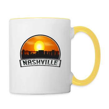 Nashville Tennessee Usa Skyline Vintage Sunset Tra - Tasse zweifarbig - Weiß/Gelb - Rechts