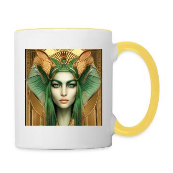 Déesse Neith, mère du soleil - Mug contrasté - blanc/jaune - Droite