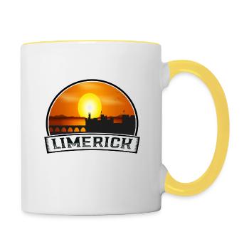 Limerick Irlande Skyline Vintage Sunset Travel Sou - Mug contrasté - blanc/jaune - Droite
