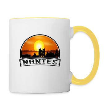 Nantes France Skyline Vintage Sunset Travel Souven - Contrasting Mug - white/yellow - Right