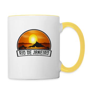 Rio De Janeiro Brazil Skyline Vintage Sunset Trave - Contrasting Mug - white/yellow - Right
