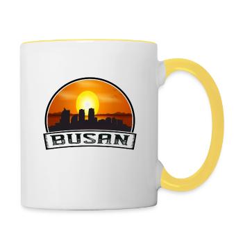 Busan Corée du Sud Skyline Vintage Sunset Travel So - Mug contrasté - blanc/jaune - Droite