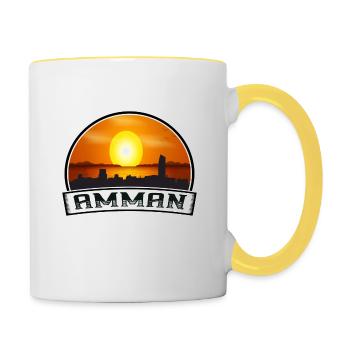 Amman Jordanie Skyline Vintage Sunset Travel Souveni - Mug contrasté - blanc/jaune - Droite