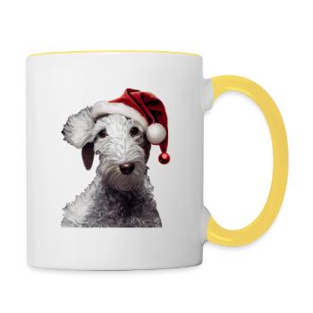 Bedlington Terrier Christmas - Contrasting Mug - white/yellow - Right