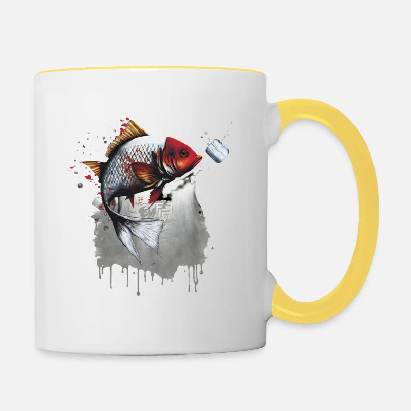 Carpe japonaise - Mug contrasté - blanc/jaune