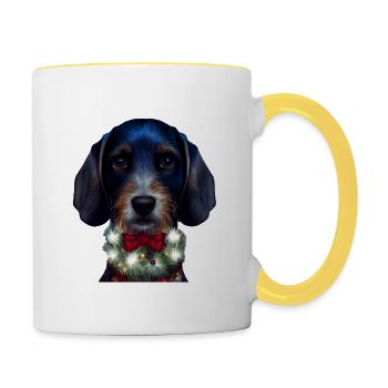 Bluetick Coonhound Christmas Bluetick Coonhound - Contrasting Mug - white/yellow - Right