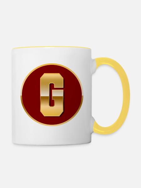 Buchstabe G - Tasse zweifarbig - Weiß/Gelb