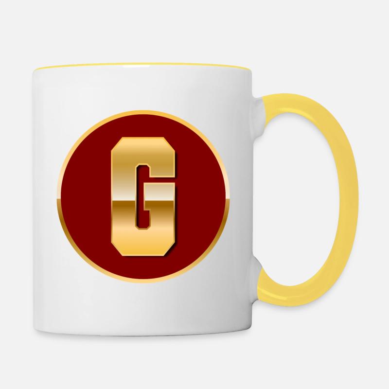 Letter G - Contrasting Mug - white/yellow